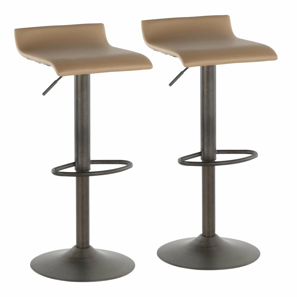 Ale Barstool – Set Of 2 Bar Stools & Carts Antique Metal/Brown Pu