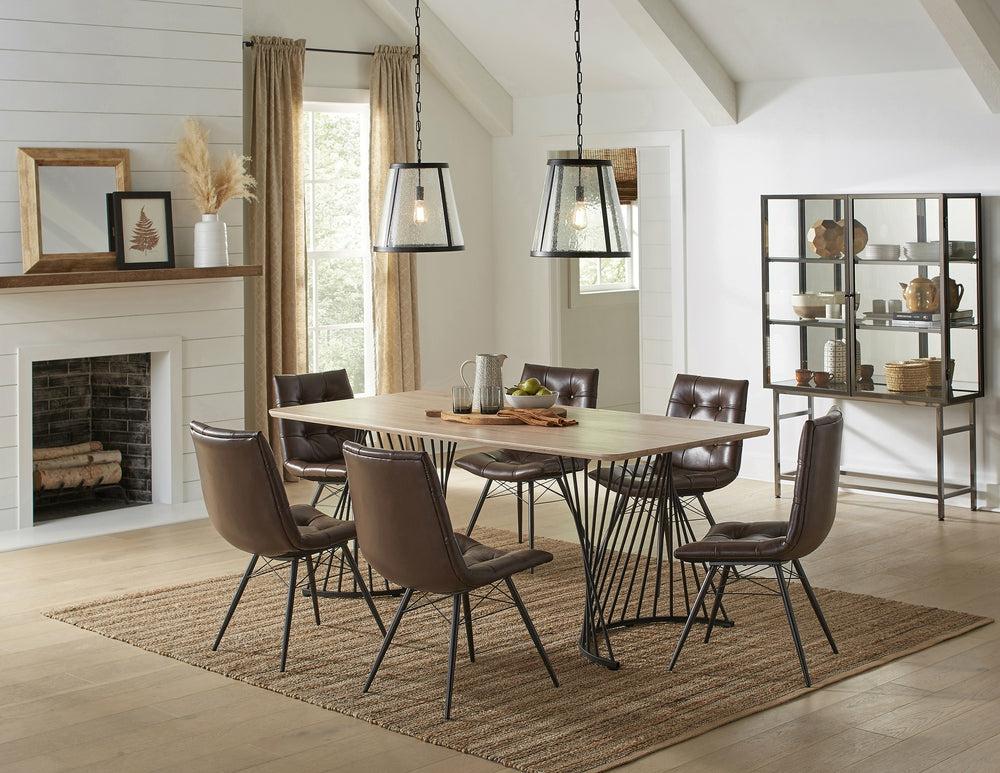 Altus Swirl Base Dining Table Natural Oak And Gunmetal Dining Room