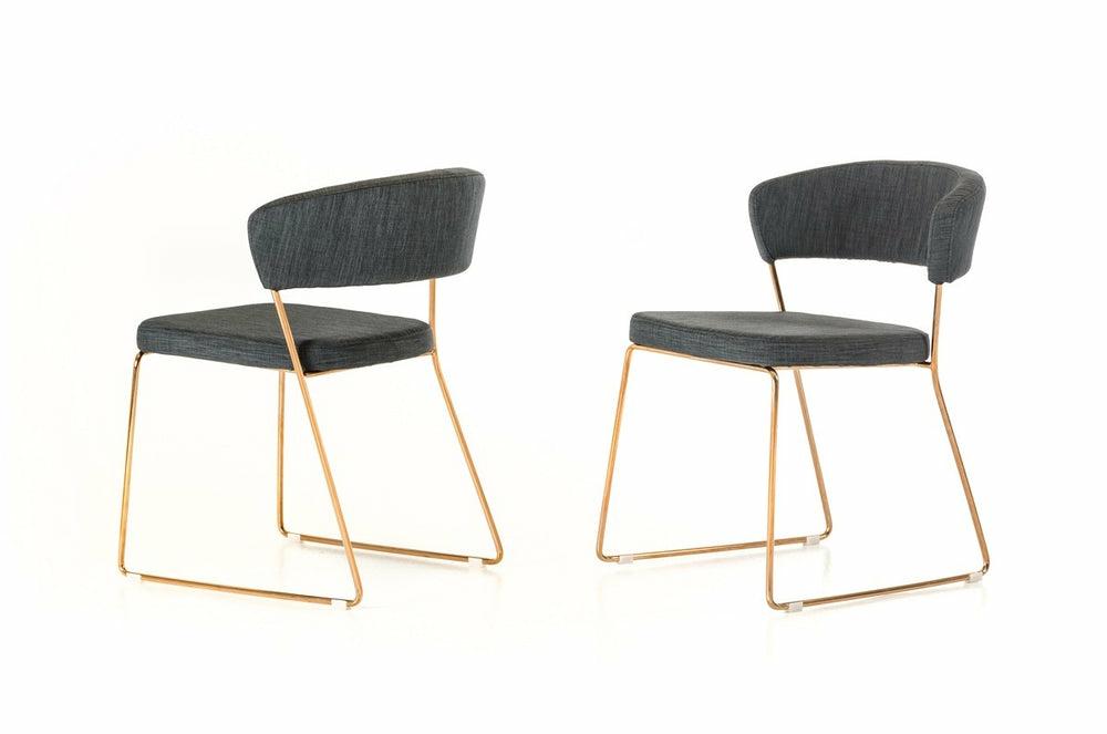 Ashland – Modern Grey & Rosegold Dining Chair (Set Of 2) Dining Chairs