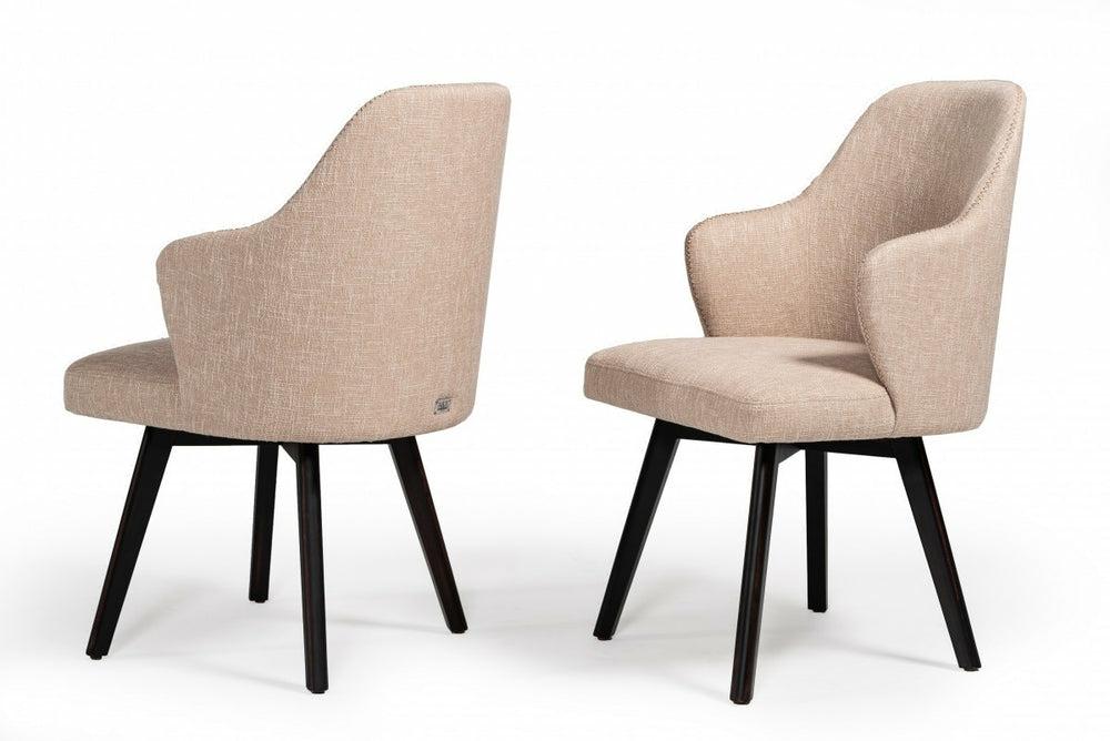 A&X Caligari Modern Beige Fabric Dining Chair (Set Of 2) Dining Chairs