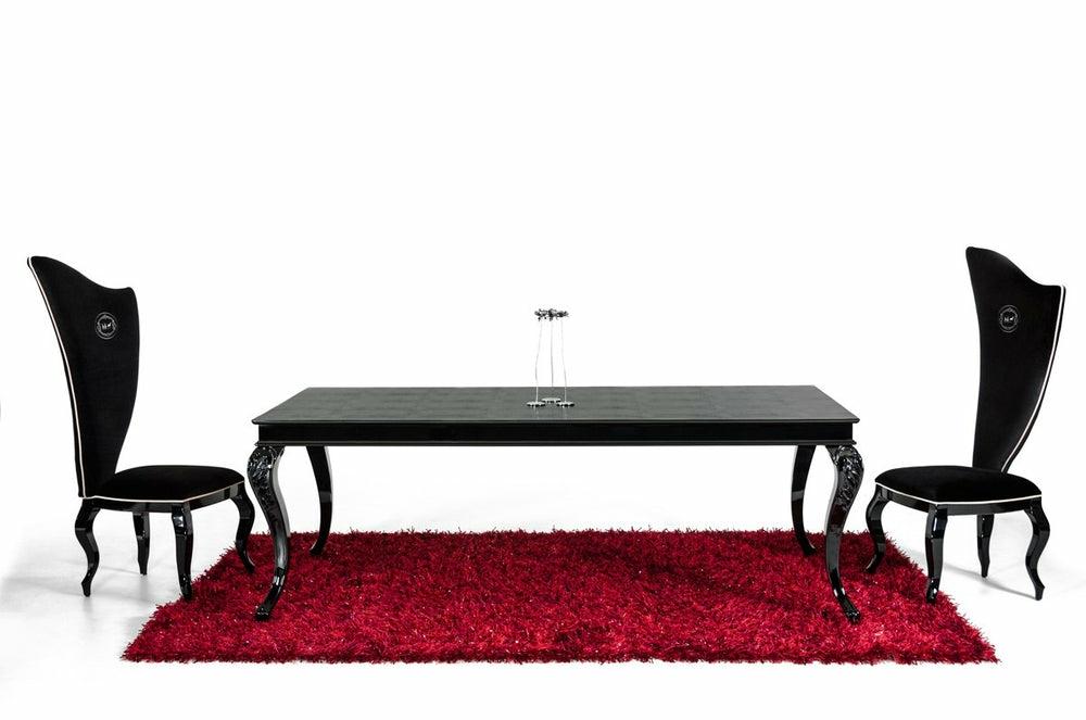 A&X Sovereign Transitional Black Crocodile Dining Table W/ Black Gloss Legs Dining Room