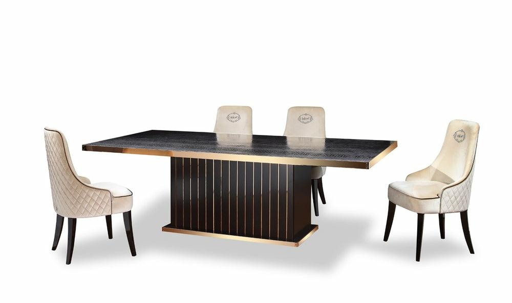 A&X Talin Modern Black Crocodile & Rosegold Dining Table By Hollywood Glam Dining Room