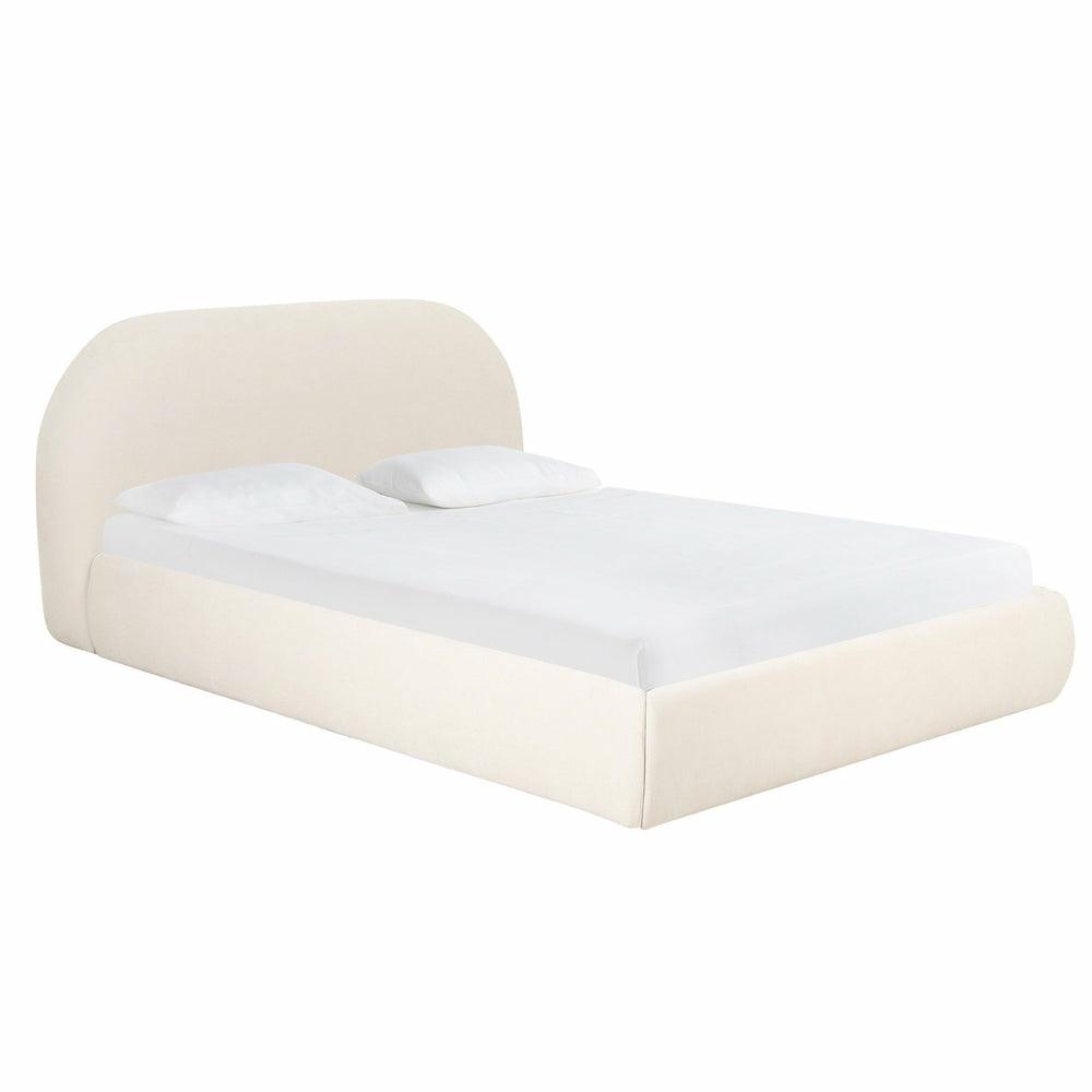 Bara Cream Textured Velvet Bed Bedroom Room