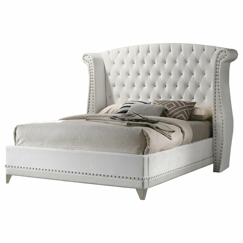 Barzini Wingback Tufted Velvet Bed White Bedroom Room