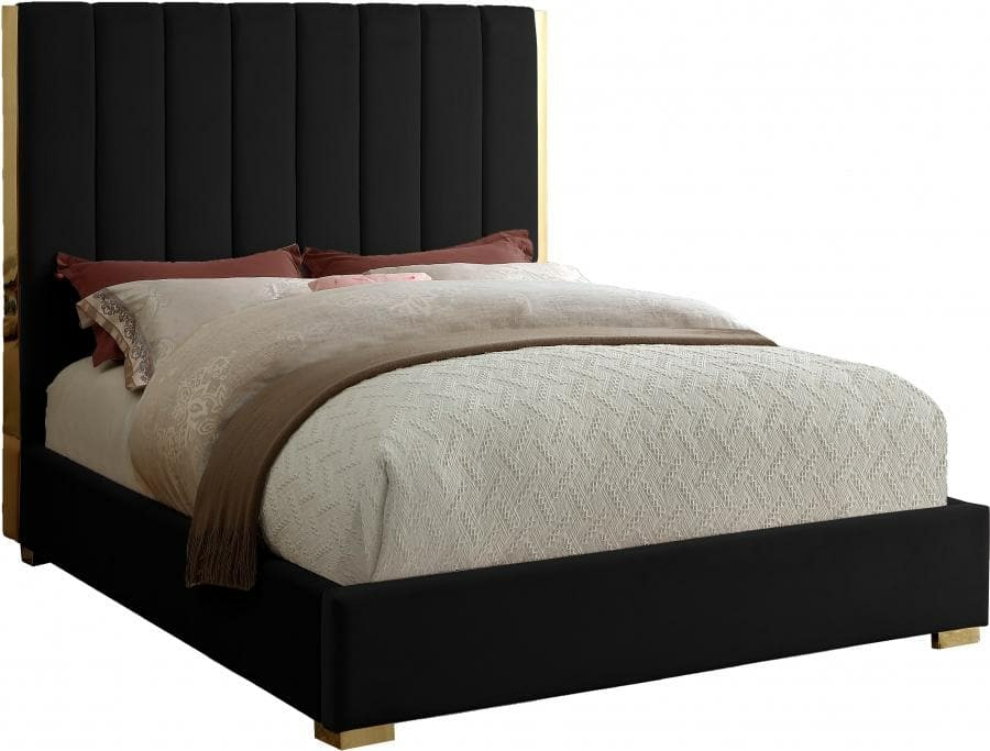 Becca Velvet Bed Bedroom Room Black