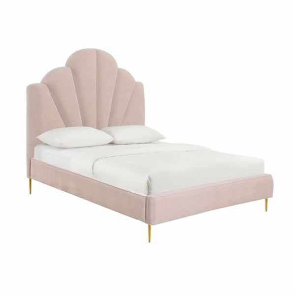 Bianca Velvet Bed Bedroom Room Blush