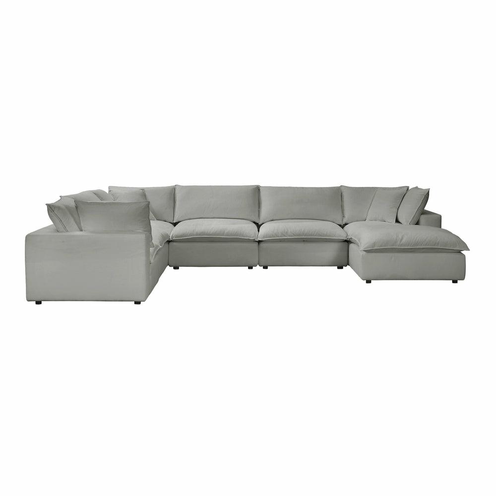 Cali Modular 7 Piece Large Chaise Sectional Accent Chairs Natural