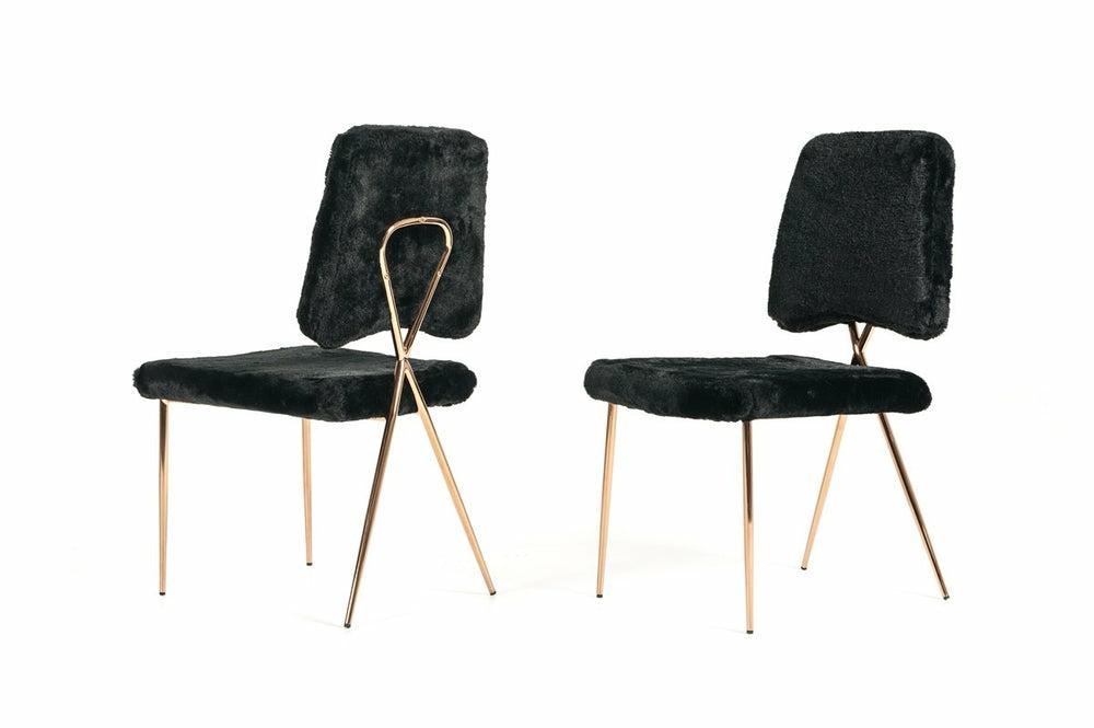 Candace – Modern Black Faux Fur Dining Chair (Set Of 2) Dining Chairs