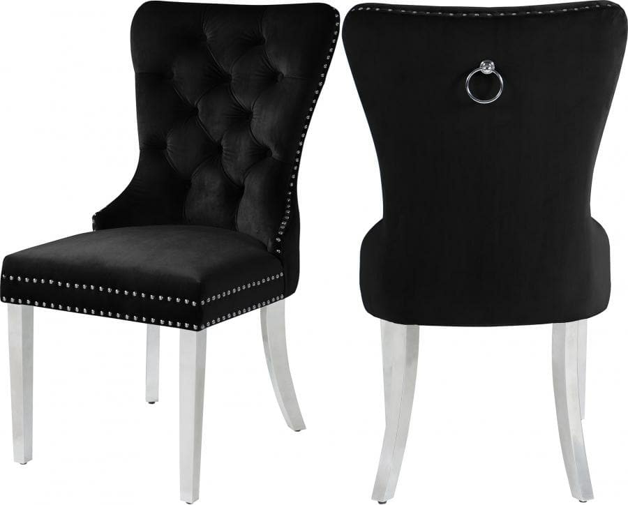 Carmen Velet Dining Chair Set Of 2 Dining Chairs Black