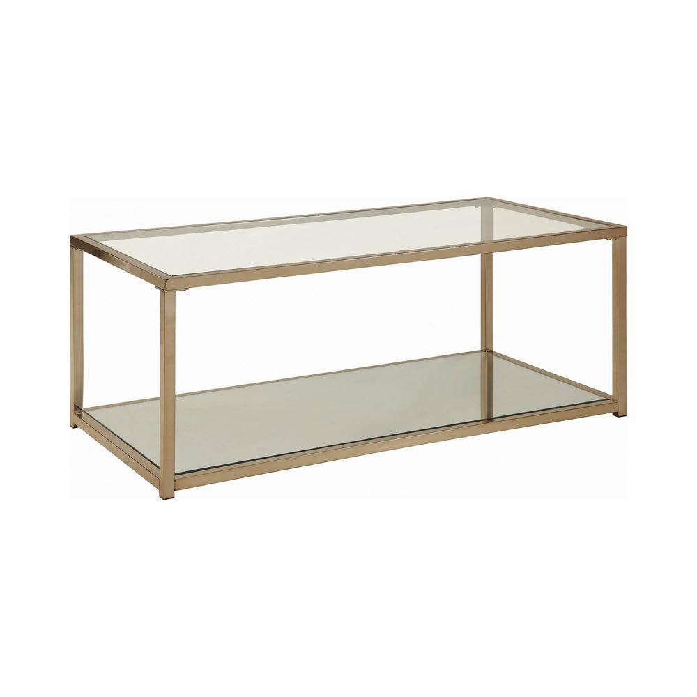 Casey Mirrored Coffee Table With Shelf Coffee Table