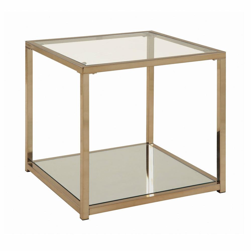 Casey Mirrored End Table With Shelf Living Room