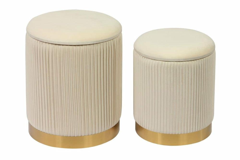 Channeled Storage Ottomans – Set Of 2 Bedroom Room Cream