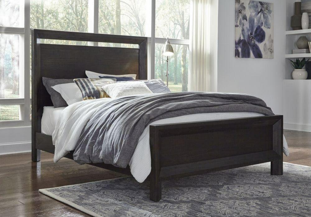 Chloe Wood Panel Bed In Basalt Grey Bedroom Room