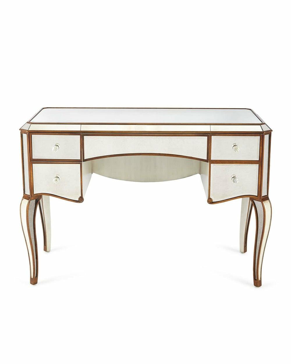 Claudia Mirrored Gold Trim Vanity Table Bedroom Room