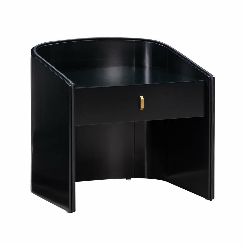 Collins Lacquer Nightstand Bedroom Room Black