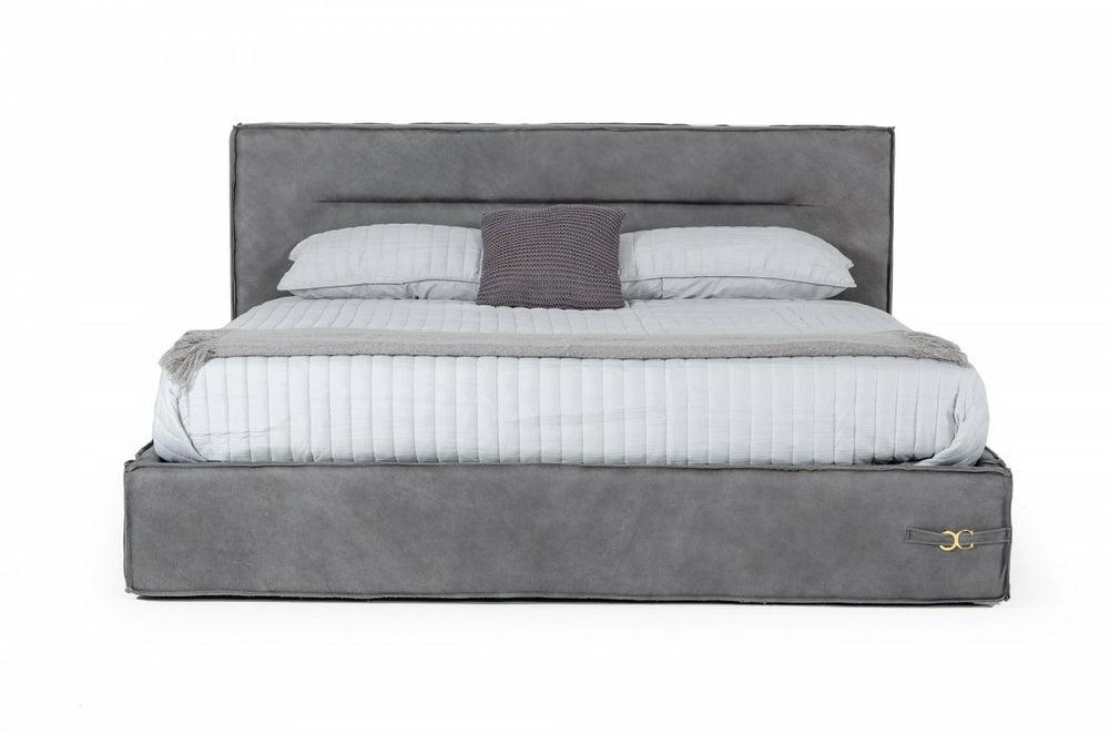 Coronelli Collezioni Hollywood – Eastern King Italian Contemporary Grey Leather Bed Bedroom Room