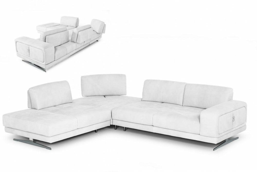 Coronelli Collezioni Mood – Italian White Leather Left Facing Sectional Sofa Living Room