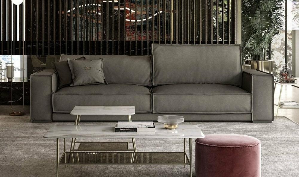 Coronelli Collezioni Sevilla – Italian Contemporary Grey Leather Sofa Living Room