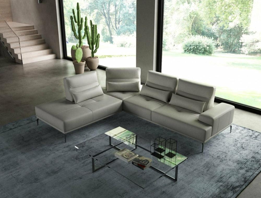 Coronelli Collezioni Sunset – Contemporary Italian Leather Left Facing Sectional Sofa Living Room Grey