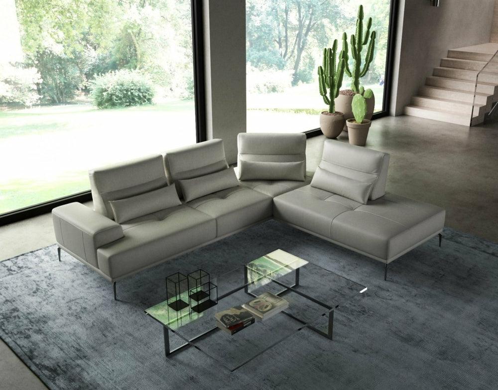 Coronelli Collezioni Sunset – Contemporary Italian Leather Right Facing Sectional Sofa Living Room Grey