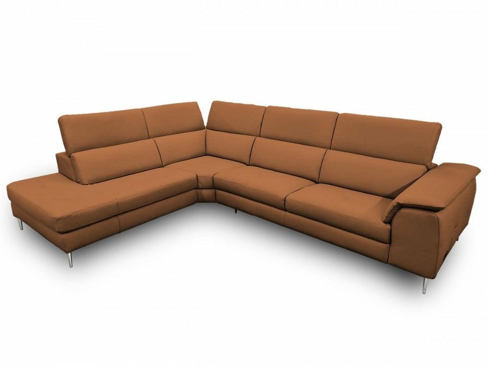 Coronelli Collezioni Viola – Italian Contemporary Cognac Leather Left Facing Sectional Sofa Living Room