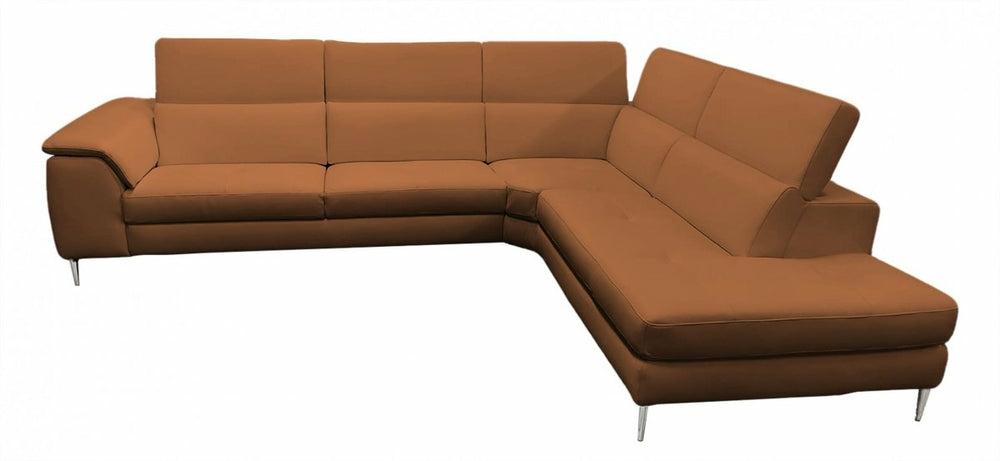 Coronelli Collezioni Viola – Italian Contemporary Cognac Leather Right Facing Sectional Sofa Living Room