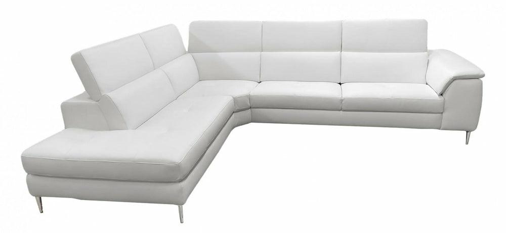 Coronelli Collezioni Viola – Italian Contemporary Grey Leather Left Facing Sectional Sofa Living Room