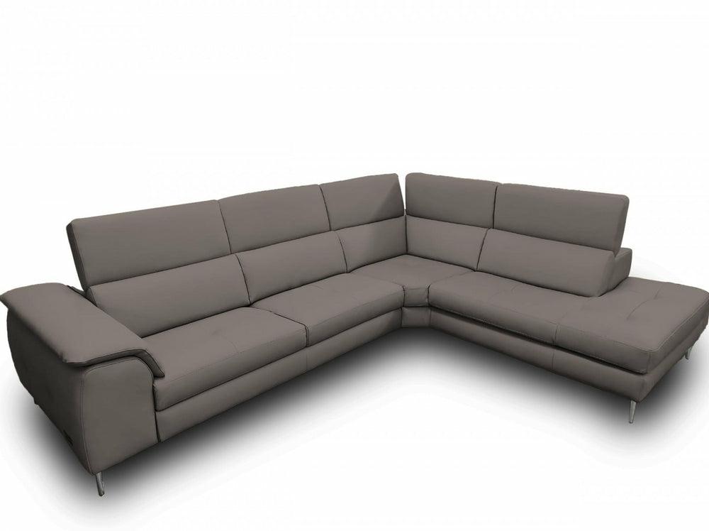 Coronelli Collezioni Viola – Italian Contemporary Grey Leather Right Facing Sectional Sofa Living Room