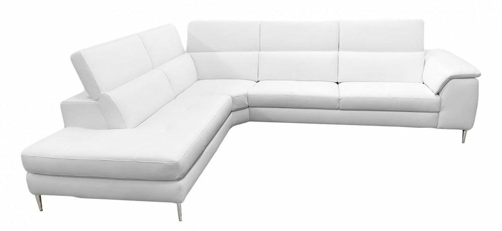 Coronelli Collezioni Viola – Italian Contemporary White Leather Left Facing Sectional Sofa Living Room