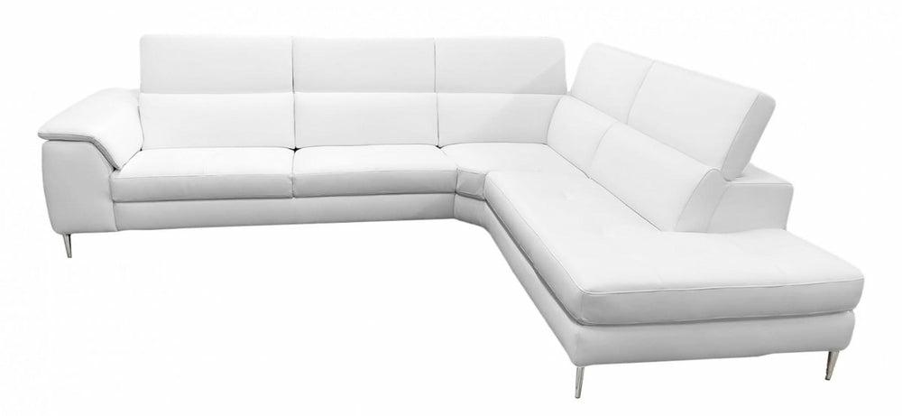 Coronelli Collezioni Viola – Italian Contemporary White Leather Right Facing Sectional Sofa Living Room