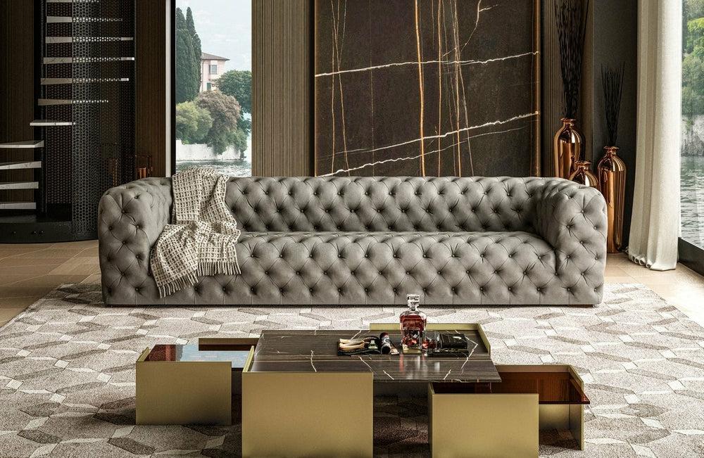 Coronelli Leather Sofa – Italian Grey Nubuck Living Room