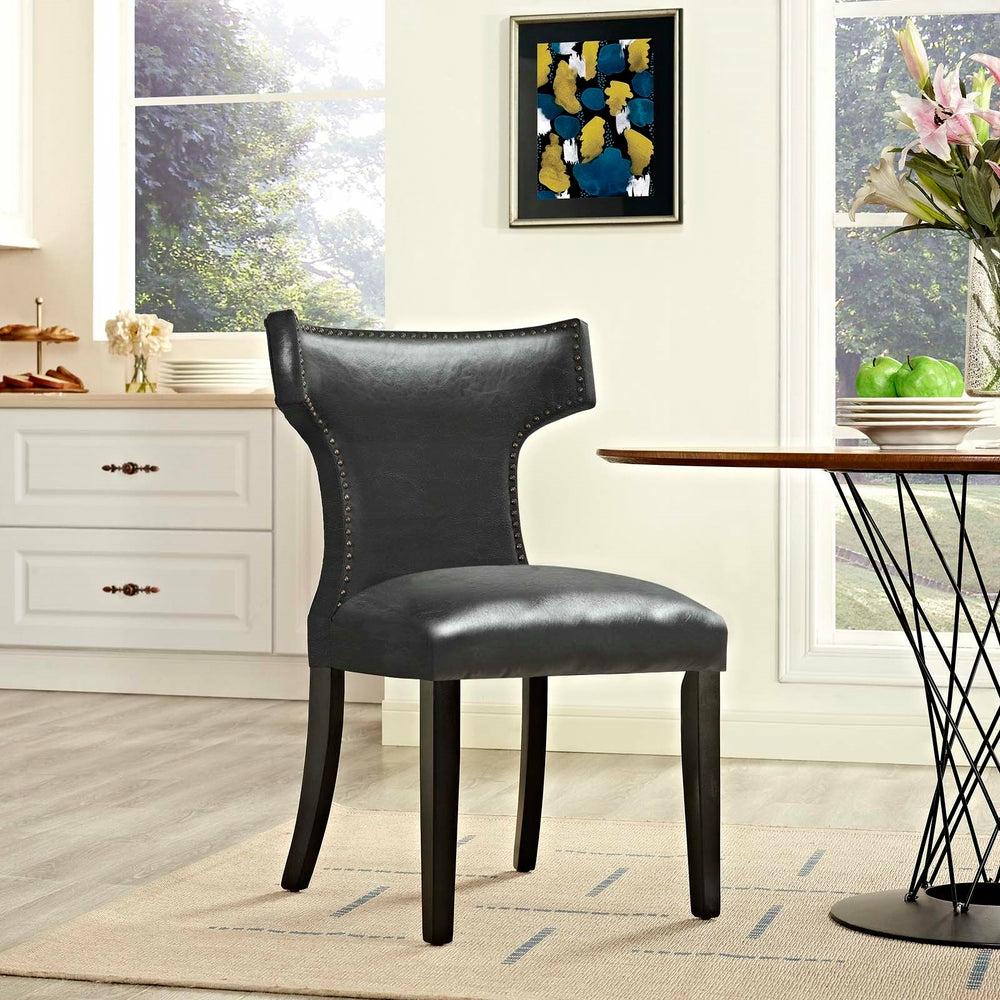 Curve Vinyl Dining Chair Dining Chairs Black