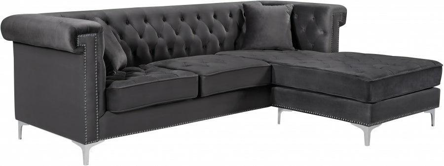 Damian Velvet Reversible Sectional Living Room Black