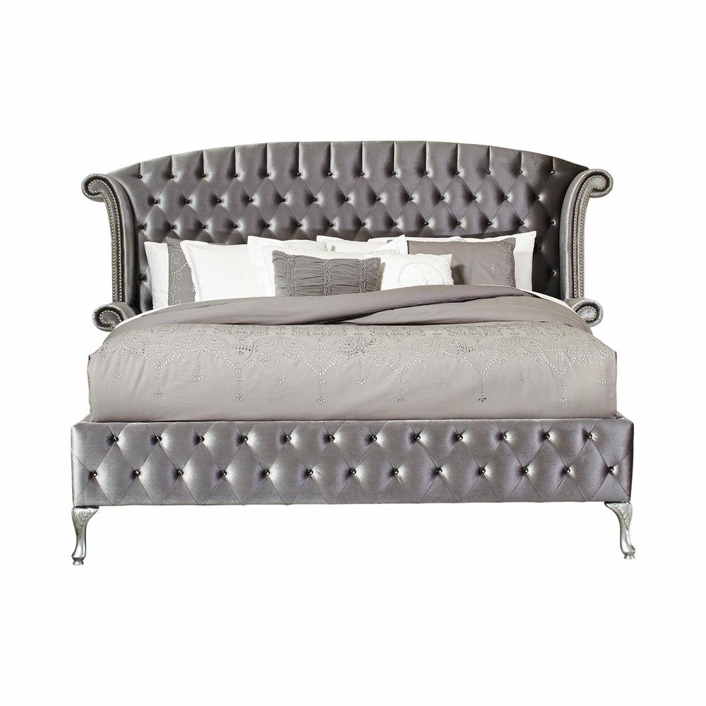 Deanna Tufted Upholstered Bed Grey Bedroom Room