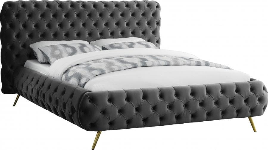 Delano Velvet Bed Bedroom Room Black