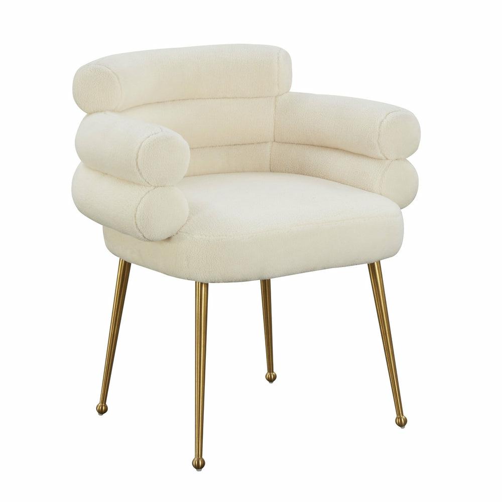 Dente Cream Faux Sheepskin Dining Chair Dining Chairs