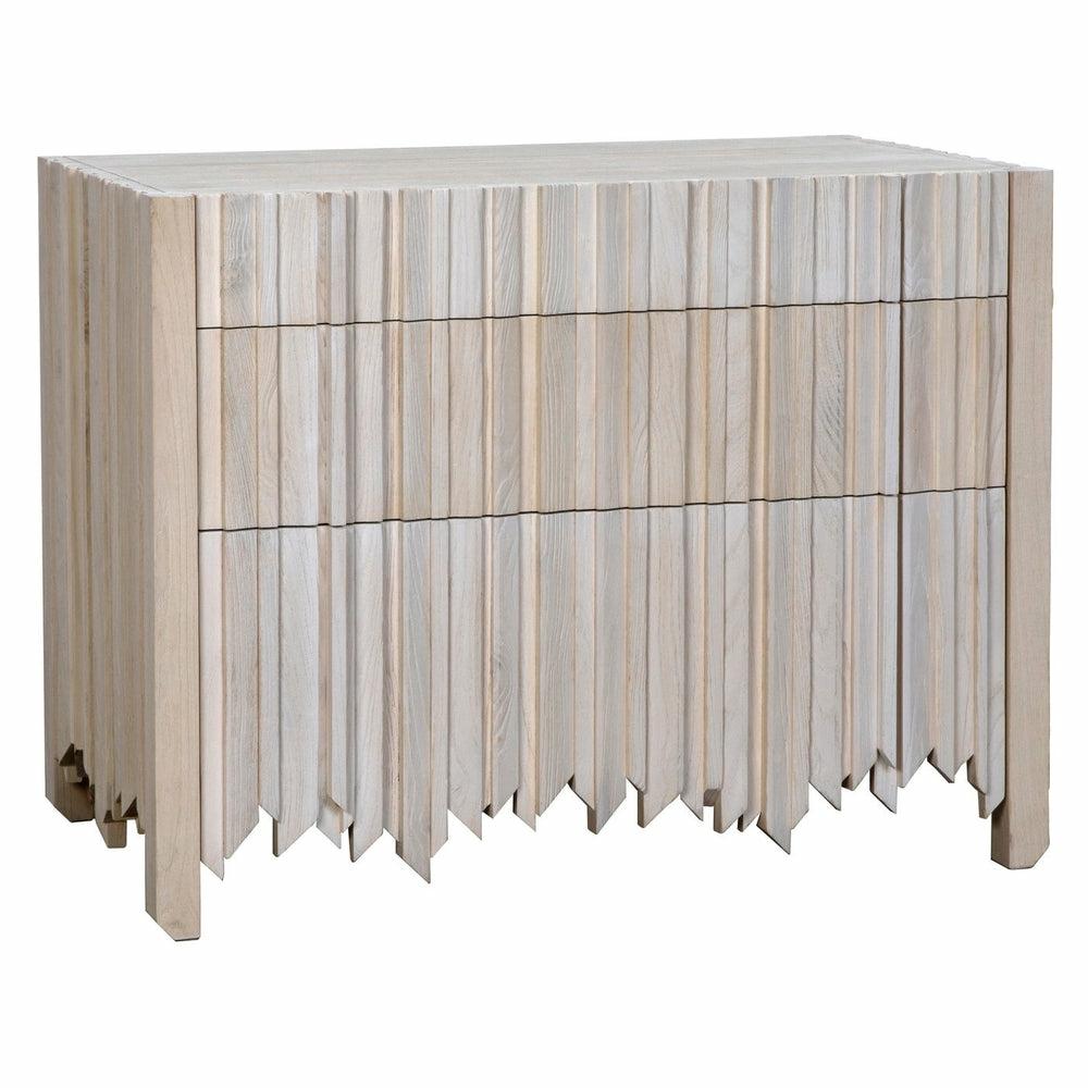 Desdemona 3 Drawer Chest, Bleached Elm Bedroom Room