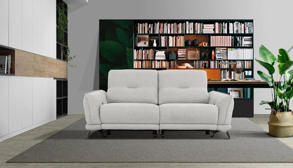 Divani Casa Austria – Modern Grey Fabric Loveseat W/ Electric Recliners Living Room