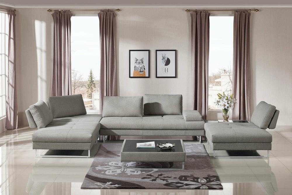 Divani Casa Baxter – Modern Grey Fabric Sectional Sofa + Coffee Table Coffee Table