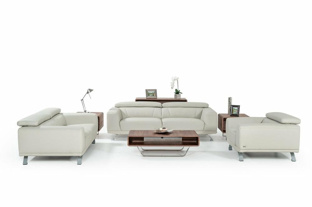 Divani Casa Brustle Modern Light Grey Eco-Leather Sofa Set Living Room