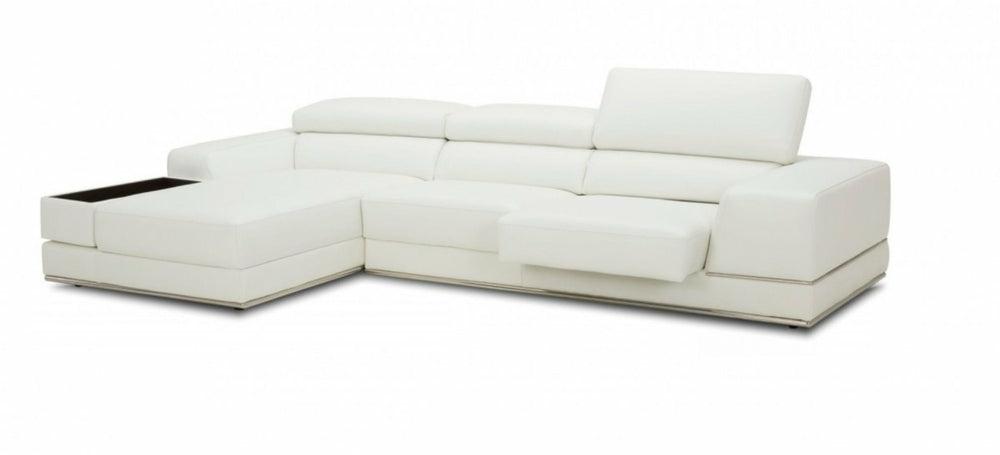 Divani Casa Chrysanthemum Mini – Modern White Leather Left Facing Sectional Sofa Living Room