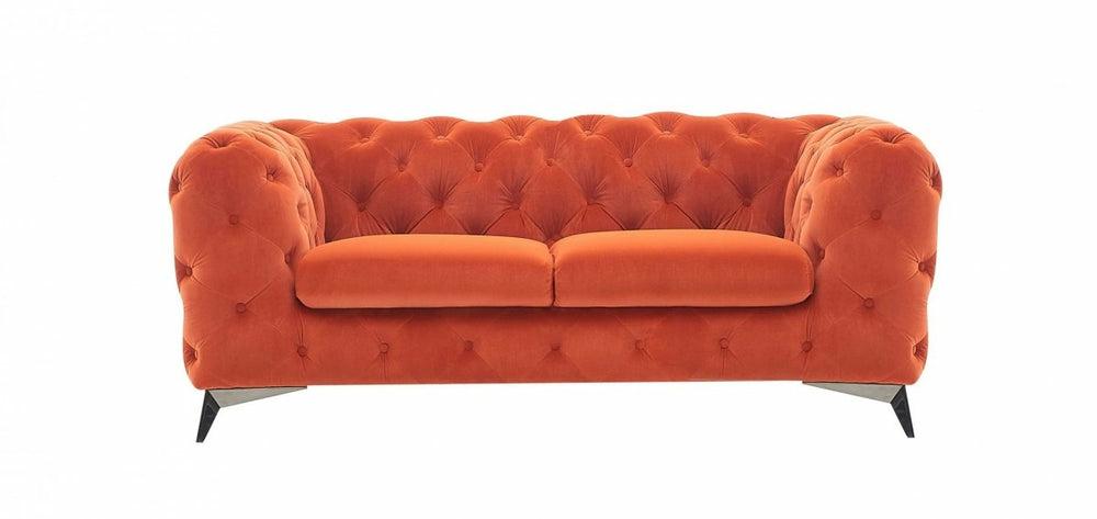 Divani Casa Delilah – Modern Orange Fabric Loveseat Living Room