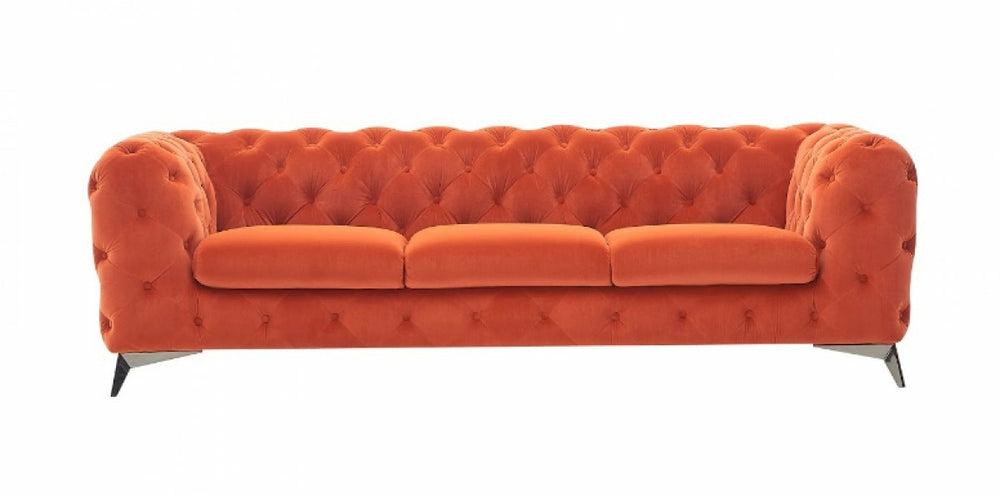 Divani Casa Delilah – Modern Orange Fabric Sofa Living Room