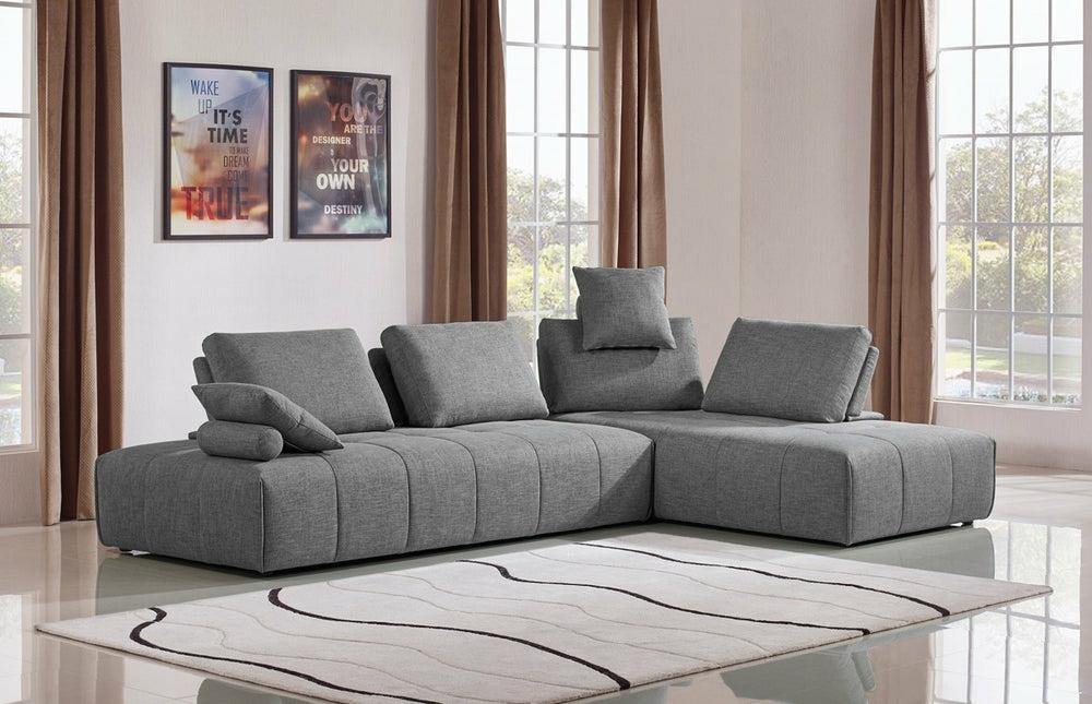 Divani Casa Edgar – Modern Grey Fabric Modular Sectional Sofa Living Room