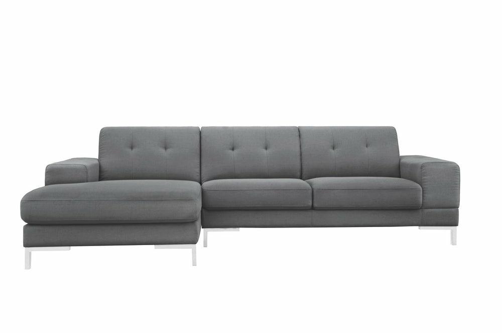 Divani Casa Forli – Modern Grey Fabric Left Facing Sectional Sofa Living Room