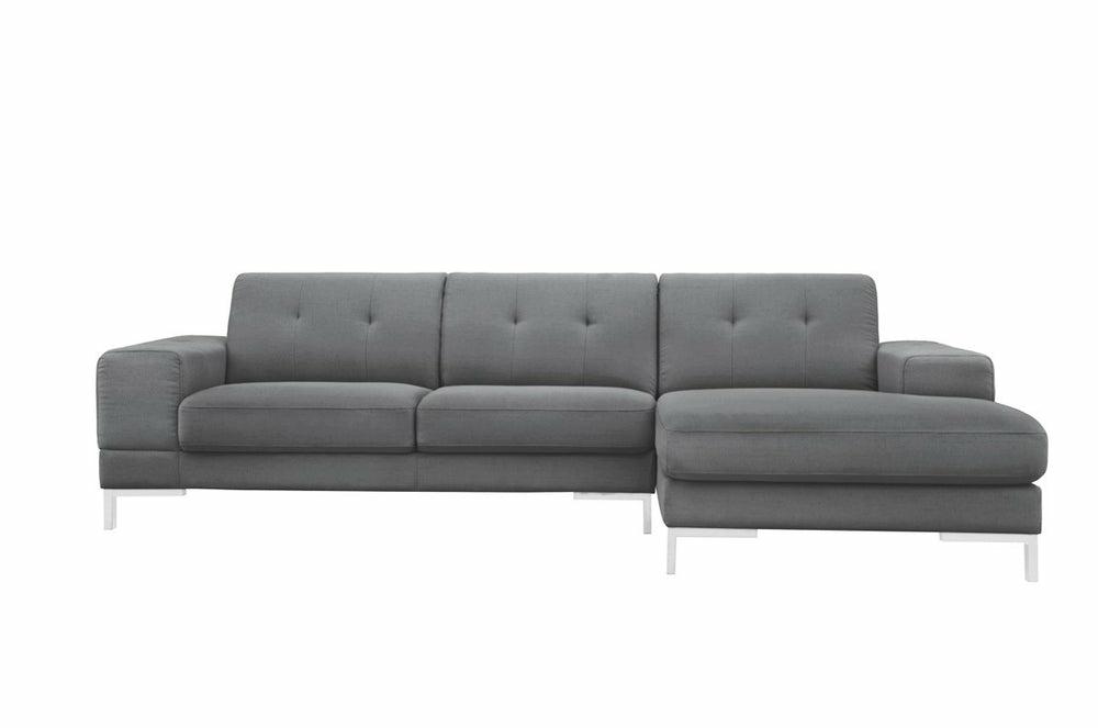 Divani Casa Forli – Modern Grey Fabric Right Facing Sectional Sofa Living Room