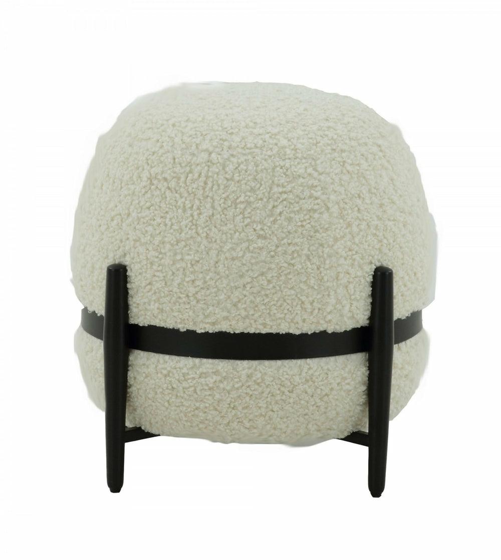 Divani Casa Fouston – Contemporary White Sherpa Ottoman Home Decor