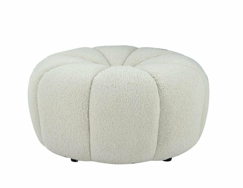 Divani Casa Gadson – Contemporary White Sherpa Ottoman Home Decor