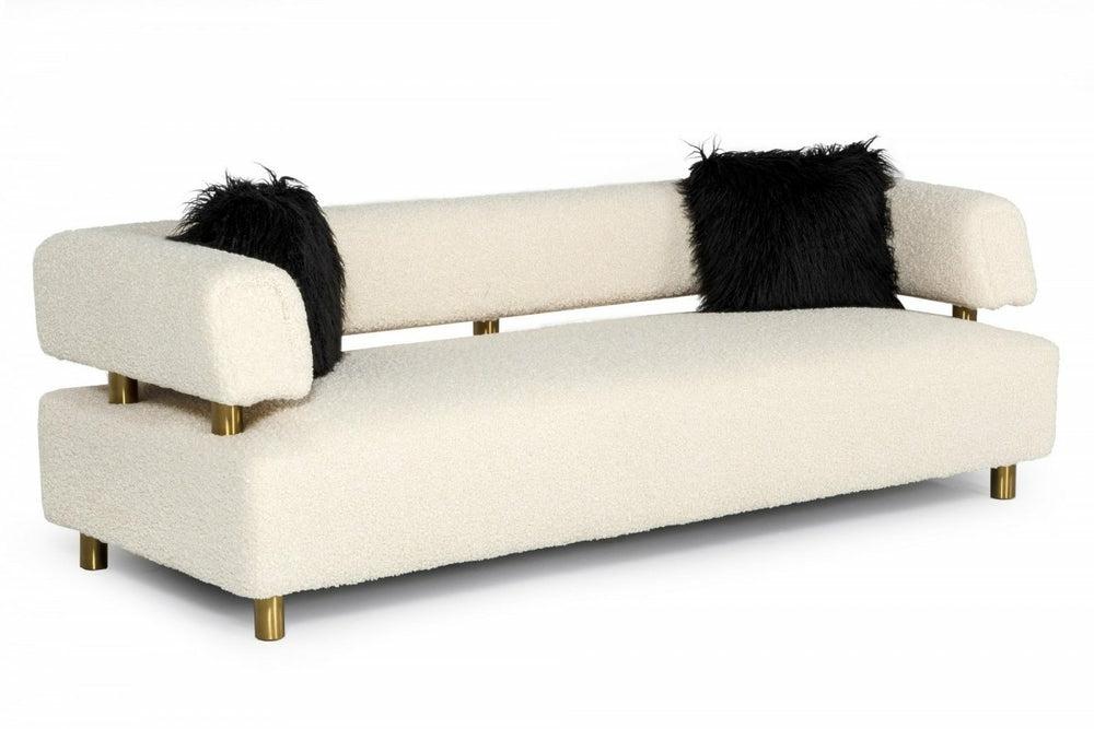 Divani Casa Gannet – Glam Beige Fabric Sofa Outdoor