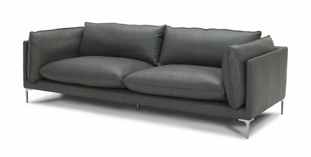 Divani Casa Harvest – Modern Full Leather Sofa Living Room Grey